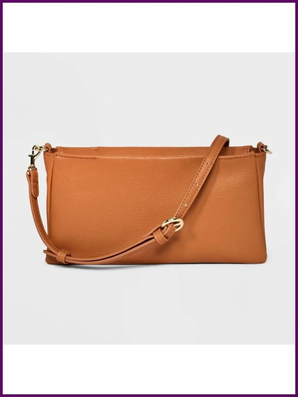 Faux Leather Double Gusset Crossbody Bag with Credit Card Pockets